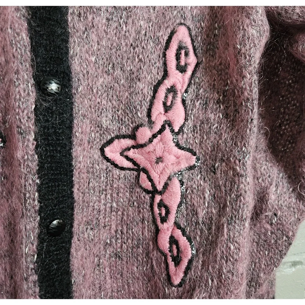 Magia Maglia Women's Sweater Kid Mohair Wool Made In Italy Size S Pink Sequin‎